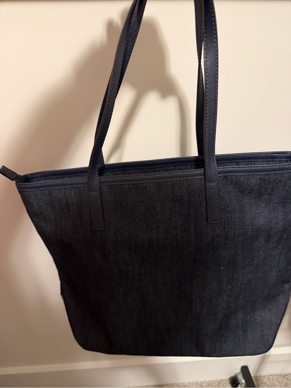 Michael Kors Blue Denim Tote with Gold MK Charm - Picture 4 of 7